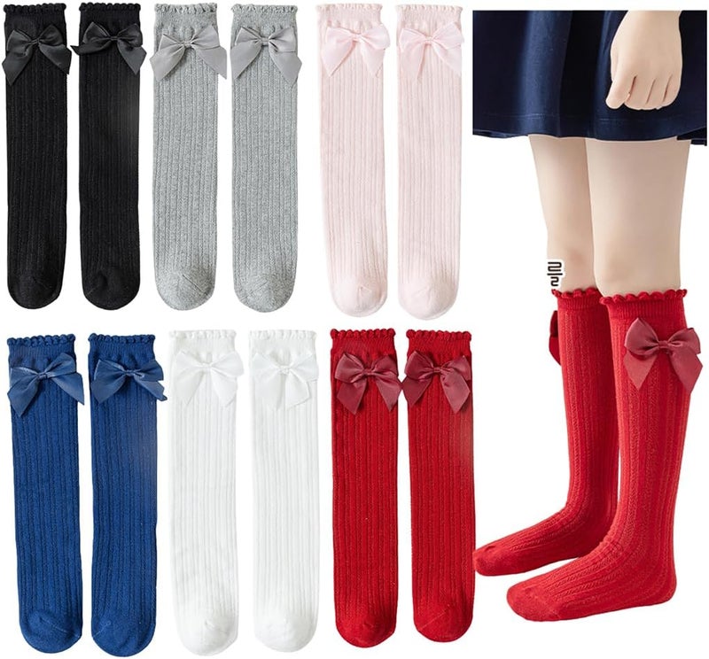 Toptim Kid Girls Knee High Stockings or Over Calf Socks Cotton Princess Tube Dress Socks - Image 1
